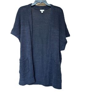 GARNET HILL Cardigan Sweater Women’s Small Oversized Sleeveless Open Front Blue